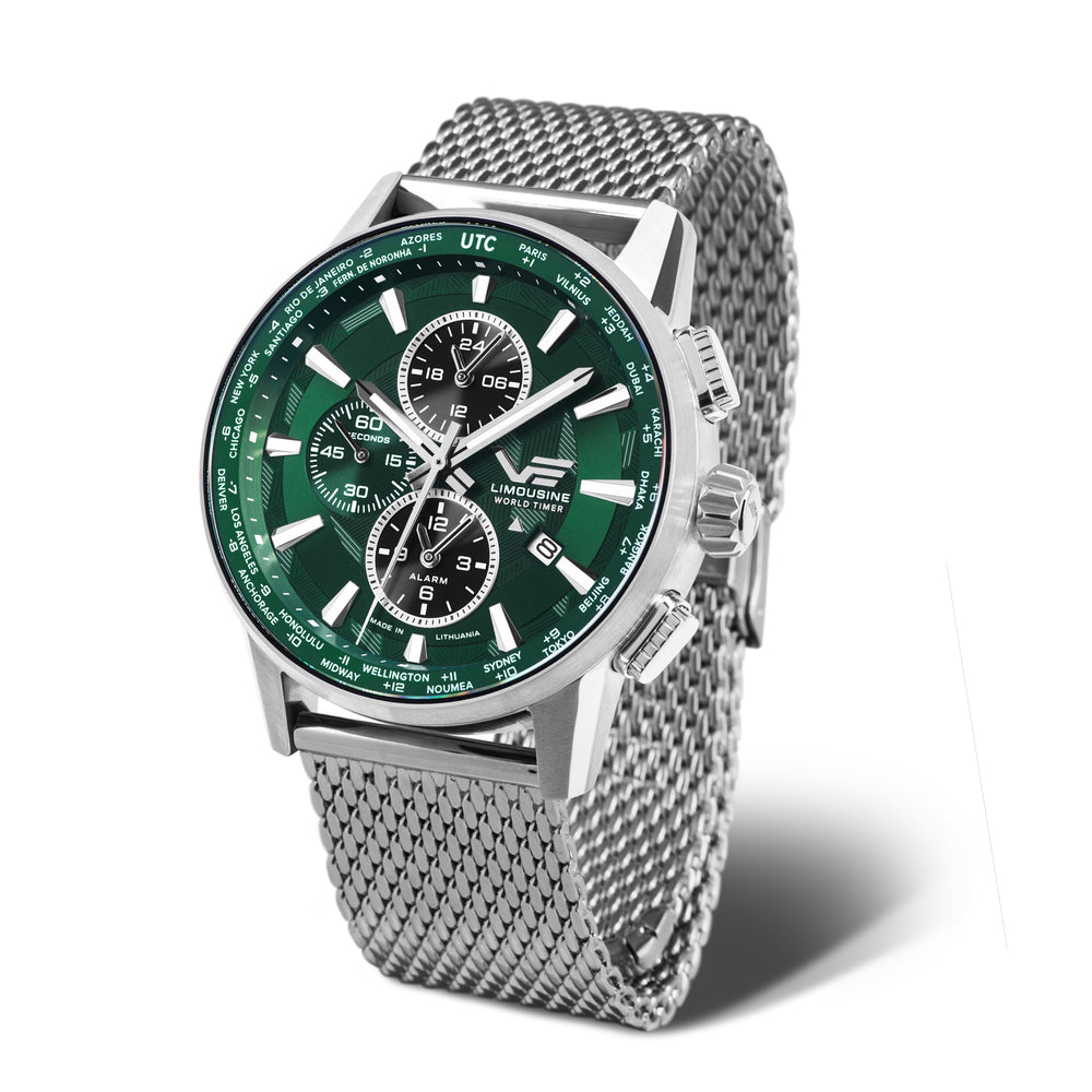 VE Limousine Epson YM26 Quartz Watch with a Green Dial and a Silver Stainless Steel Milanese Strap in a  Silver Stainless Steel Case with 5 ATM YM26-561A790M_8802286