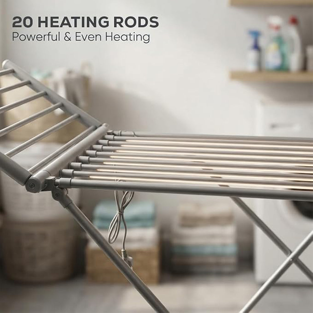 Electric Heated Clothes Drying Rack Non Corrosive Made from Lightweight Durable Aluminium Foldable Design Easy to Store UK Mains Plug_8802299_1