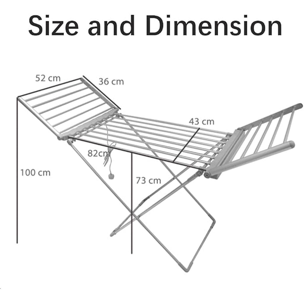 Electric Heated Clothes Drying Rack Non Corrosive Made from Lightweight Durable Aluminium Foldable Design Easy to Store UK Mains Plug_8802299_4