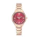 Women Mathey Tissot Nicole  Watch with a Red Dial and a Rose Gold Stainless Steel Strap in a    Case with 5 ATM of water resistance._8825230