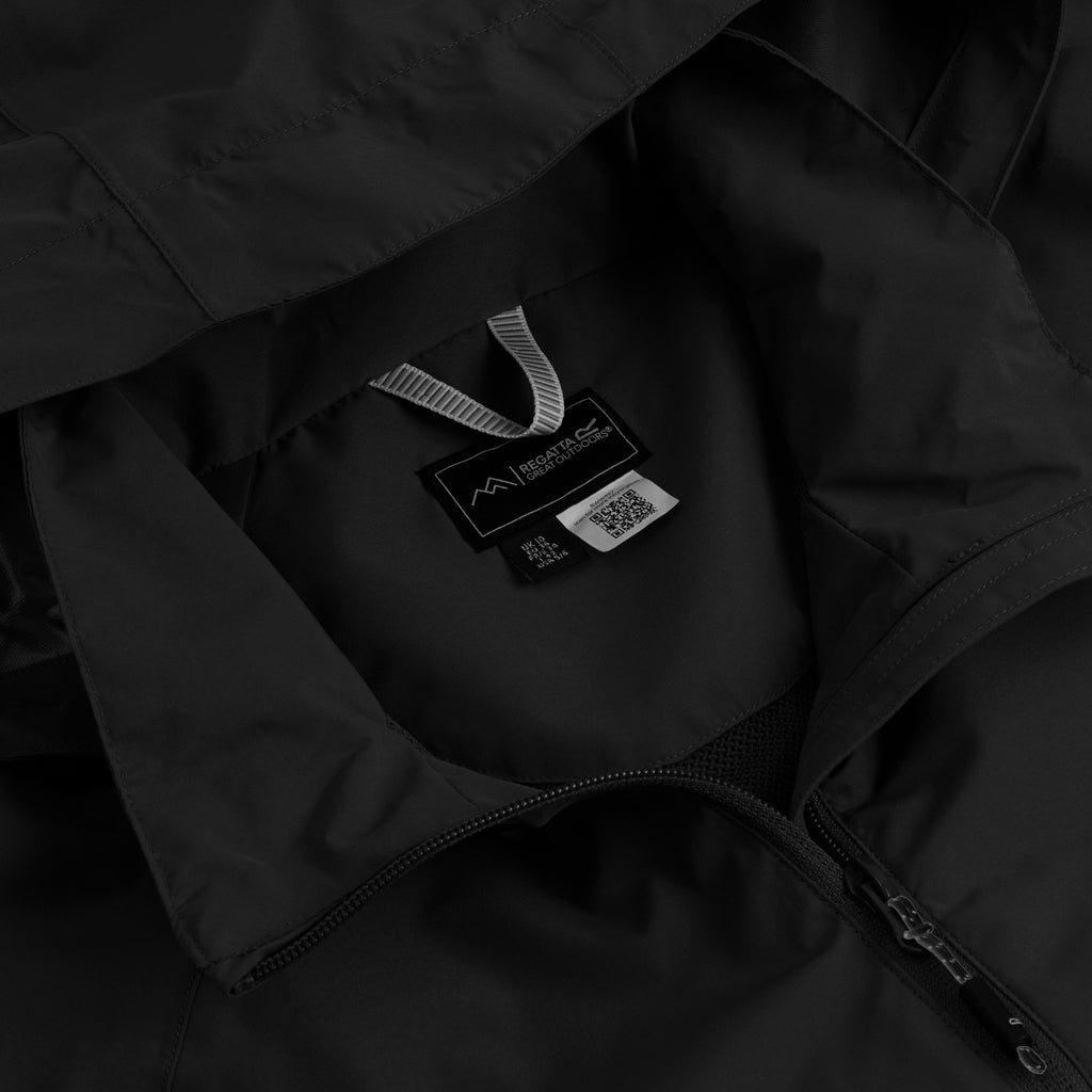 Regatta Womens Waterproof & Windproof Jacket With Hood, Adjustable Cuffs & Adjustable Shockcord (Size 12) - Black_8825824_9