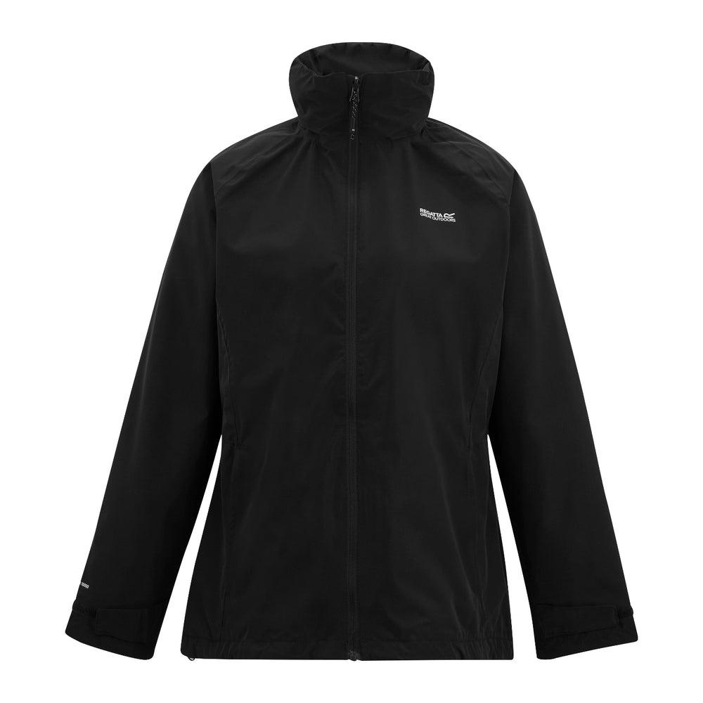 Regatta Womens Waterproof & Windproof Jacket With Hood, Adjustable Cuffs & Adjustable Shockcord (Size 14) - Black_8825825
