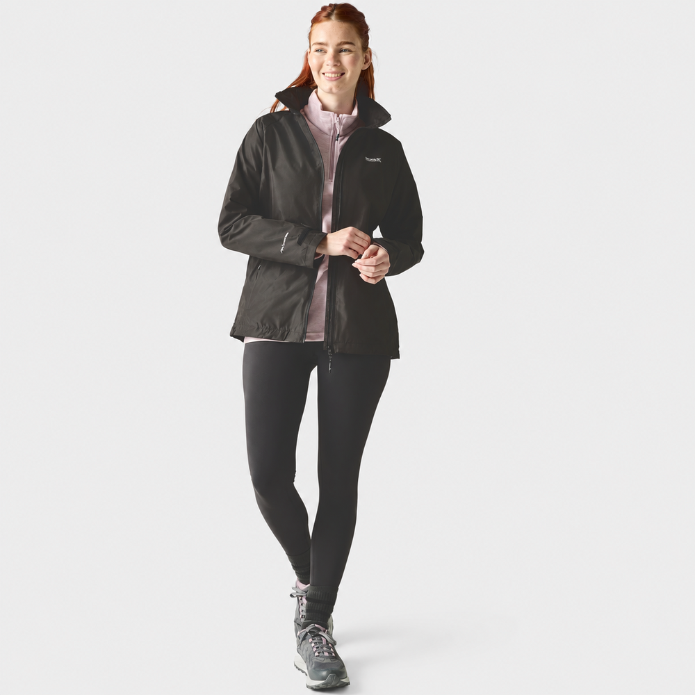 Regatta Womens Waterproof & Windproof Jacket With Hood, Adjustable Cuffs & Adjustable Shockcord (Size 14) - Black_8825825_6