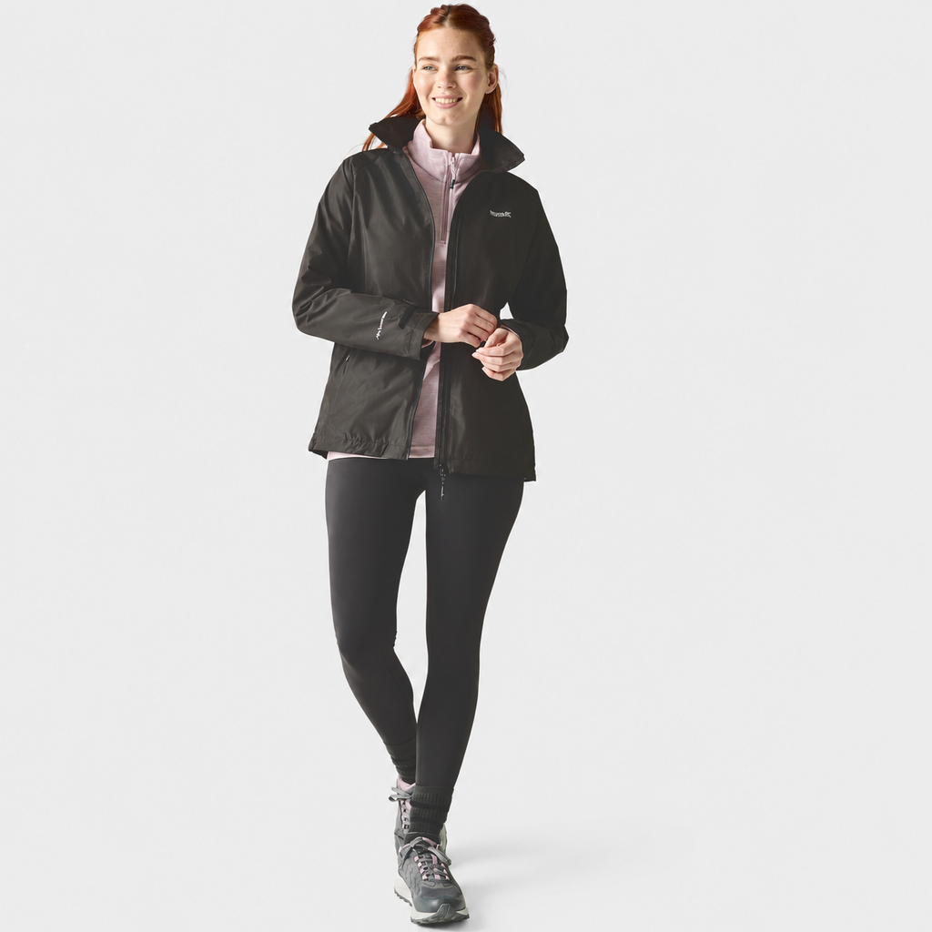 Regatta Womens Waterproof & Windproof Jacket With Hood, Adjustable Cuffs & Adjustable Shockcord (Size 14) - Black_8825825_6