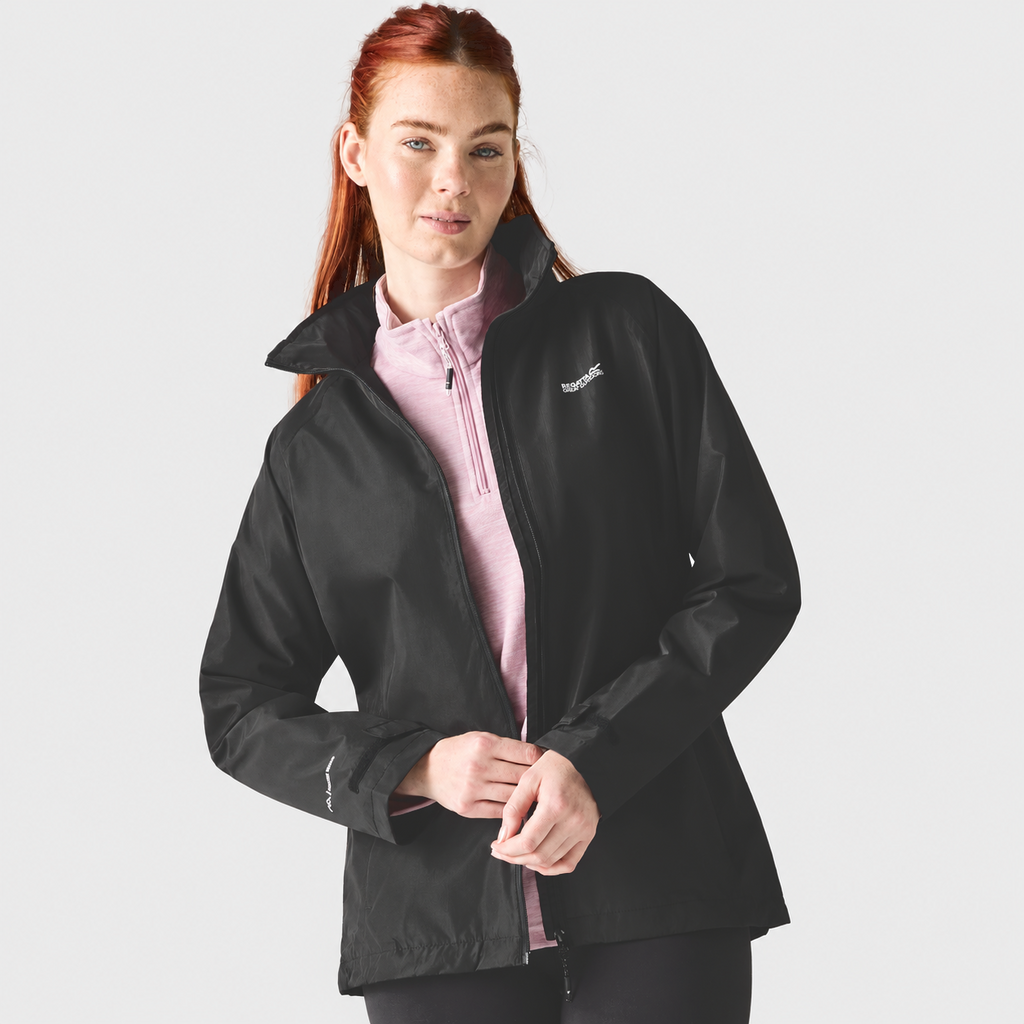 Regatta Womens Waterproof & Windproof Jacket With Hood, Adjustable Cuffs & Adjustable Shockcord (Size 20) - Black_8825853_1