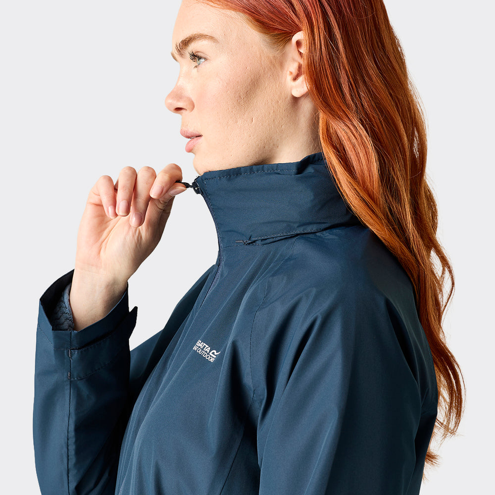Regatta Womens Waterproof & Windproof Jacket With Hood, Adjustable Cuffs & Adjustable Shockcord (Size 12) - Blue_8825854