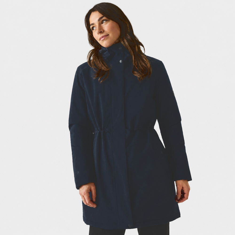 Regatta Womens Waterproof Insulated Jacket With Fleece-Lined Hood & Adjstable Shockcord Waist (Size 12) - Blue_8825879_1