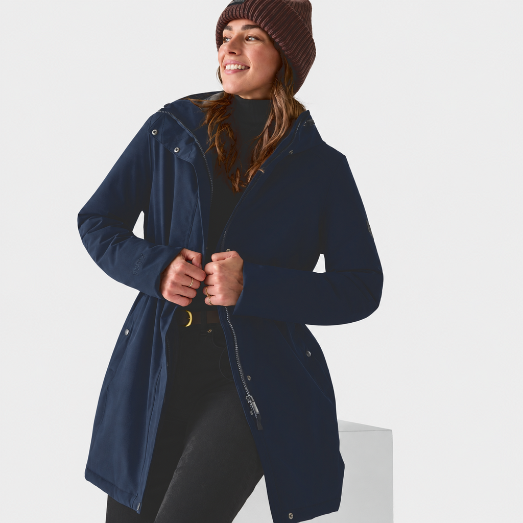 Regatta Womens Waterproof Insulated Jacket With Fleece-Lined Hood & Adjstable Shockcord Waist (Size 12) - Blue_8825879_2