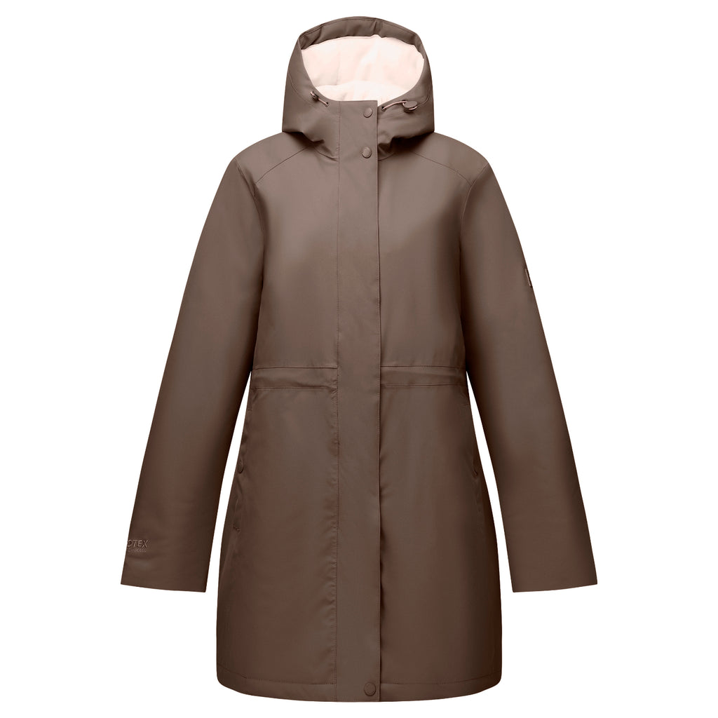 Regatta Womens Waterproof Insulated Jacket With Fleece-Lined Hood & Adjstable Shockcord Waist (Size 12) - Brown_8825885