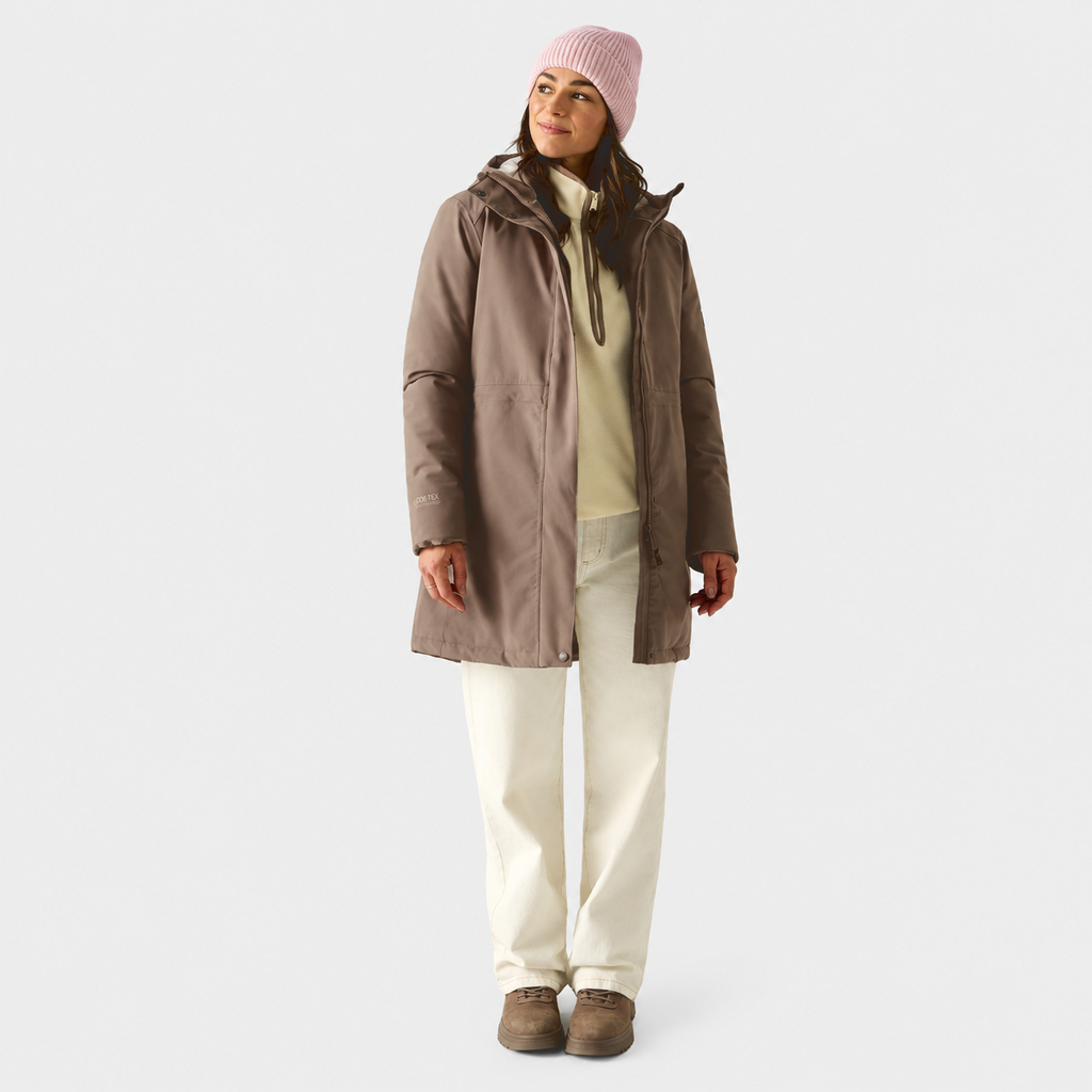 Regatta Womens Waterproof Insulated Jacket With Fleece-Lined Hood & Adjstable Shockcord Waist (Size 12) - Brown_8825885_6