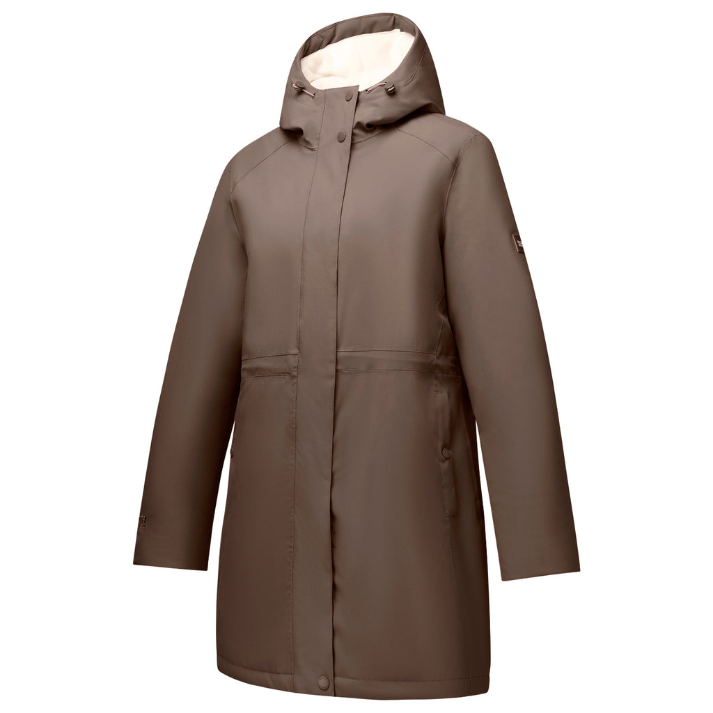 Regatta Womens Waterproof Insulated Jacket With Fleece-Lined Hood & Adjstable Shockcord Waist (Size 12) - Brown_8825885_8