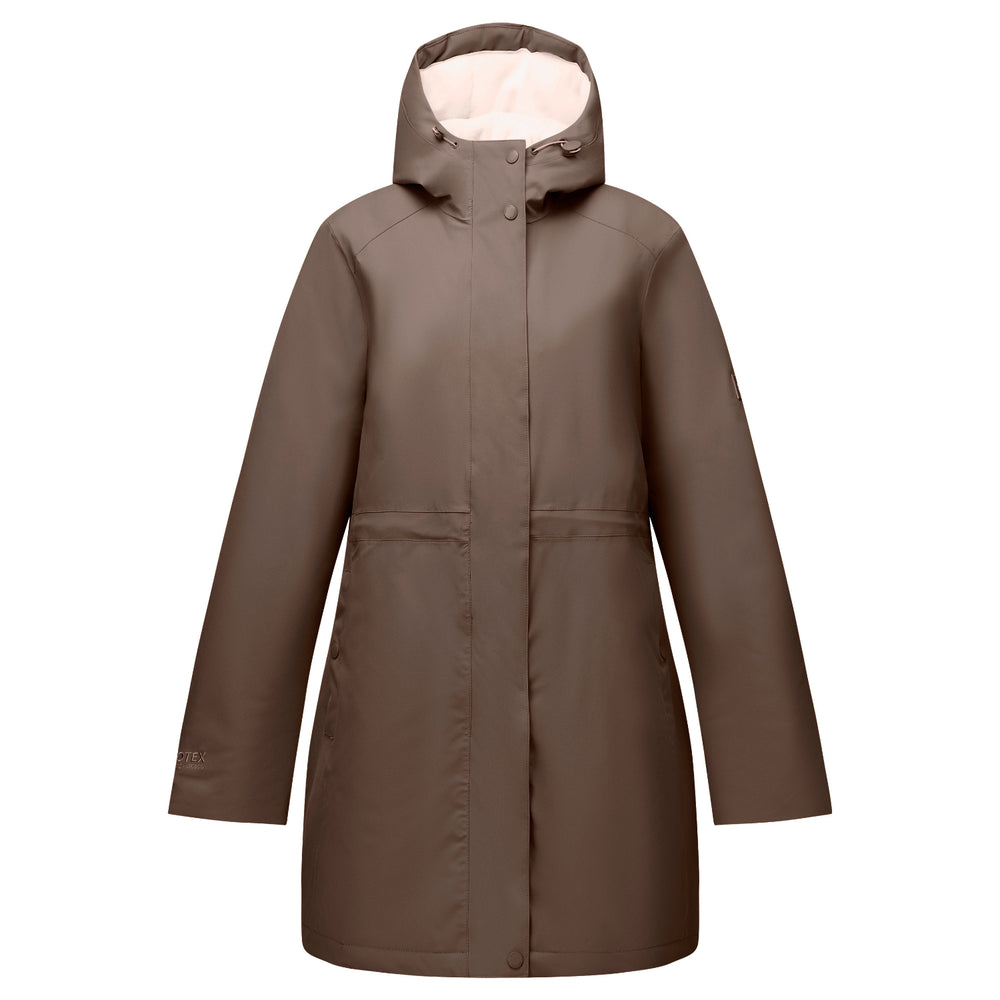 Regatta Womens Waterproof Insulated Jacket With Fleece-Lined Hood & Adjstable Shockcord Waist (Size 16) - Brown_8825887