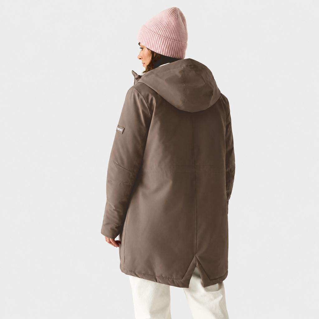 Regatta Womens Waterproof Insulated Jacket With Fleece-Lined Hood & Adjstable Shockcord Waist (Size 16) - Brown_8825887_4