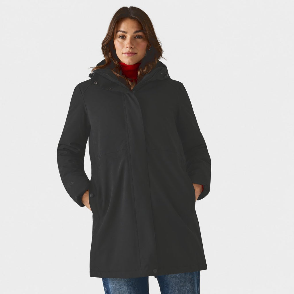 Regatta Womens Waterproof Insulated Jacket With Fleece-Lined Hood & Adjstable Shockcord Waist (Size 12) - Black_8825890_!