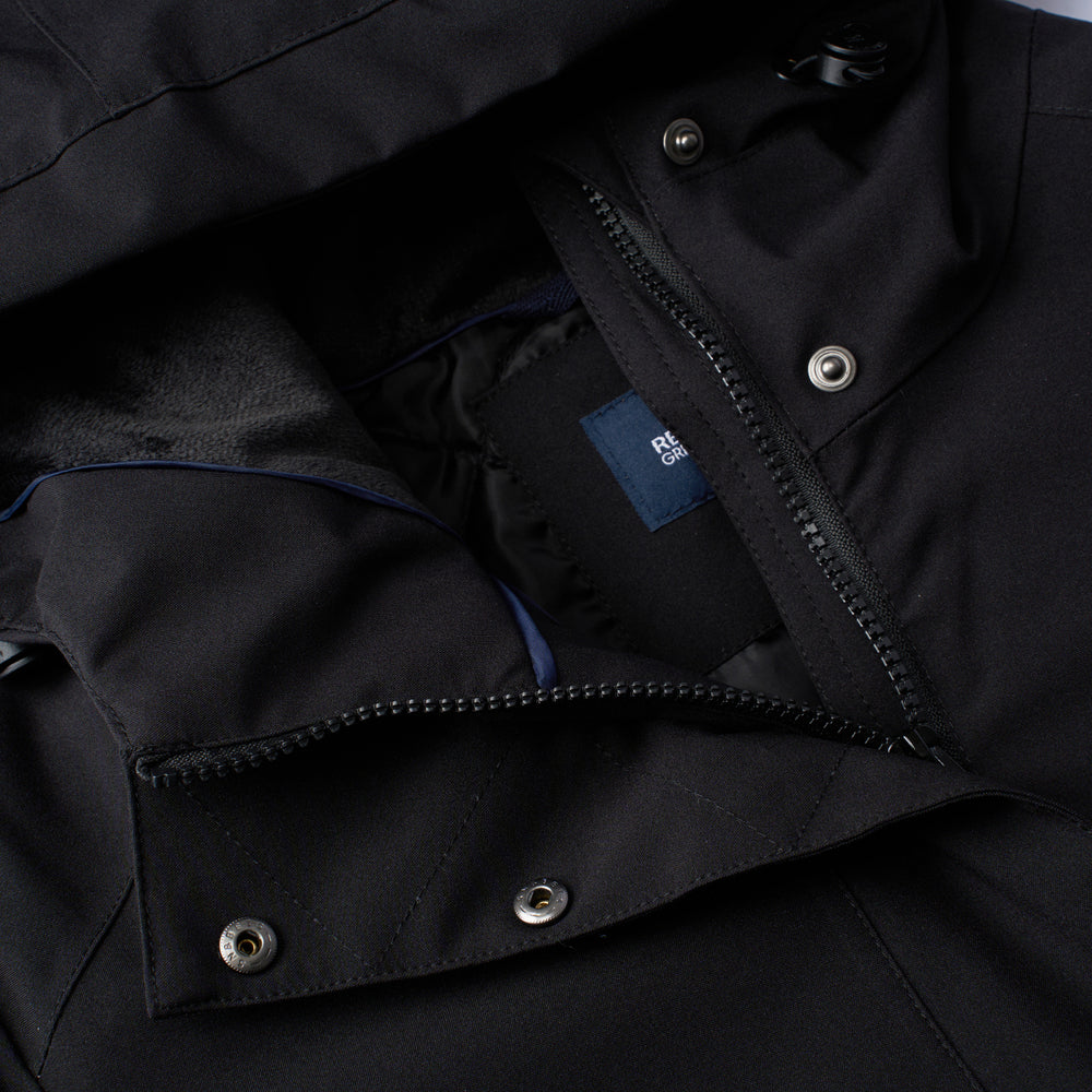 Regatta Womens Waterproof Insulated Jacket With Fleece-Lined Hood & Adjstable Shockcord Waist (Size 12) - Black_8825890_12