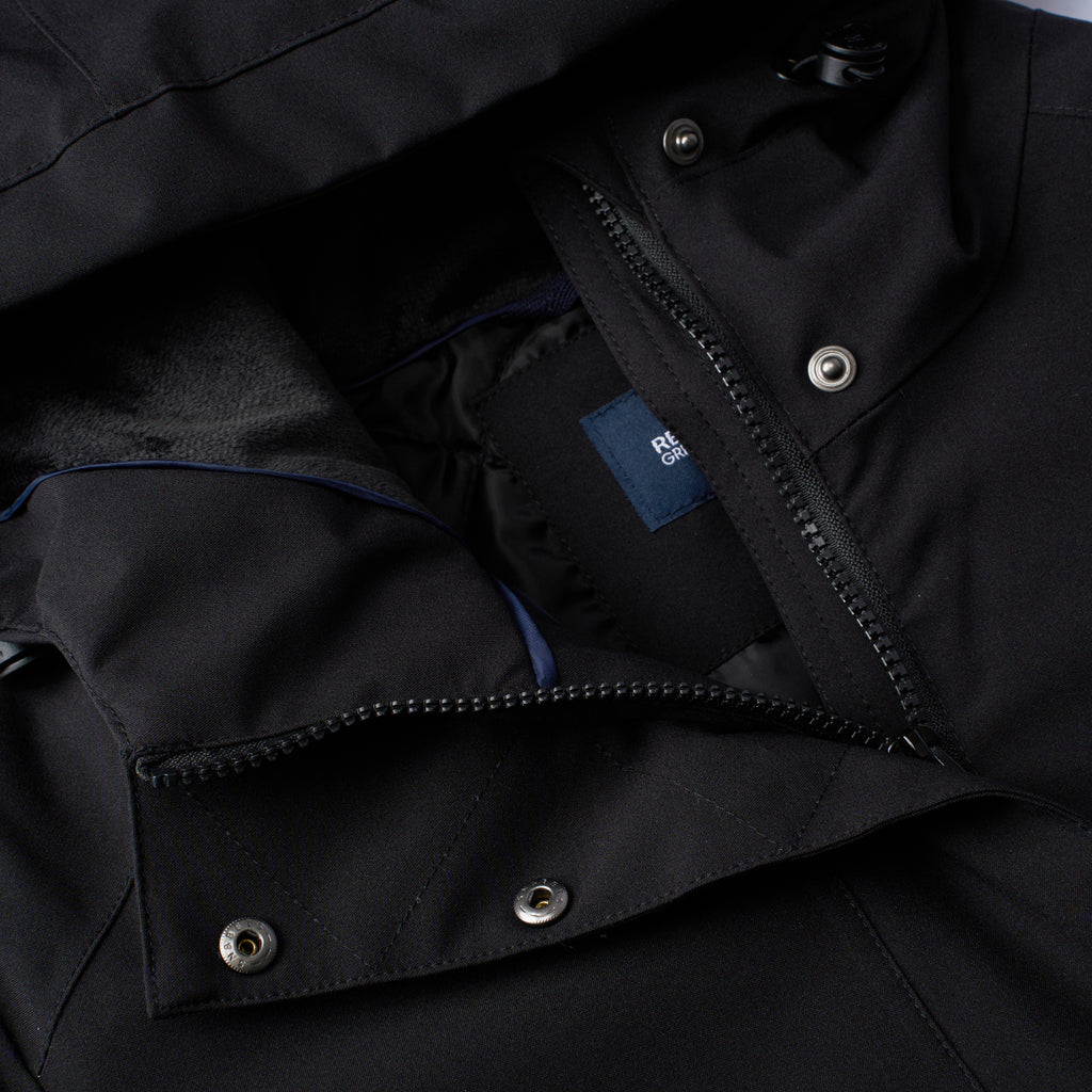 Regatta Womens Waterproof Insulated Jacket With Fleece-Lined Hood & Adjstable Shockcord Waist (Size 12) - Black_8825890_12