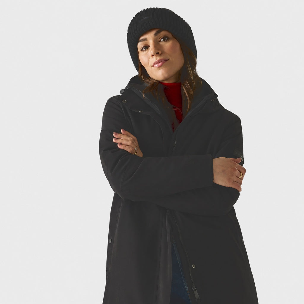 Regatta Womens Waterproof Insulated Jacket With Fleece-Lined Hood & Adjstable Shockcord Waist (Size 14) - Black_8825891_2