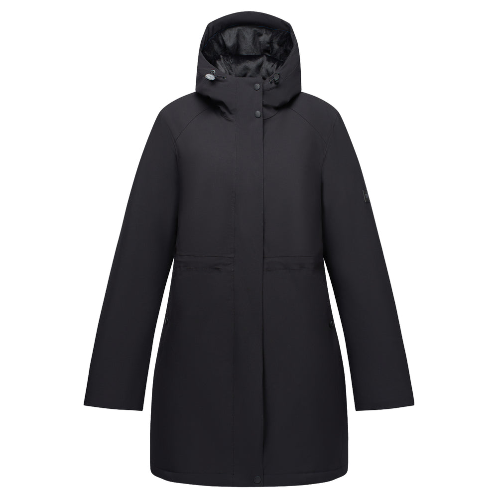 Regatta Womens Waterproof Insulated Jacket With Fleece-Lined Hood & Adjstable Shockcord Waist (Size 16) - Black_8825897