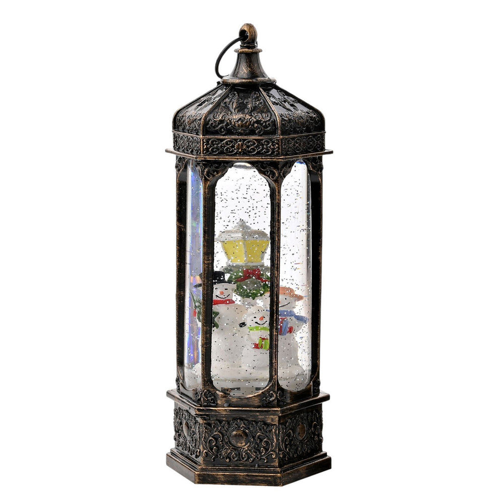 LED Mini Snowman Decorative Christmas Lantern - Black_8837770