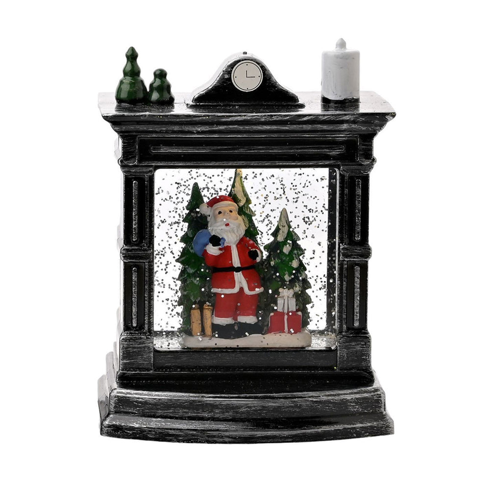 LED Mini Santa Fireplace Hearth Christmas Lantern - Black_8837804