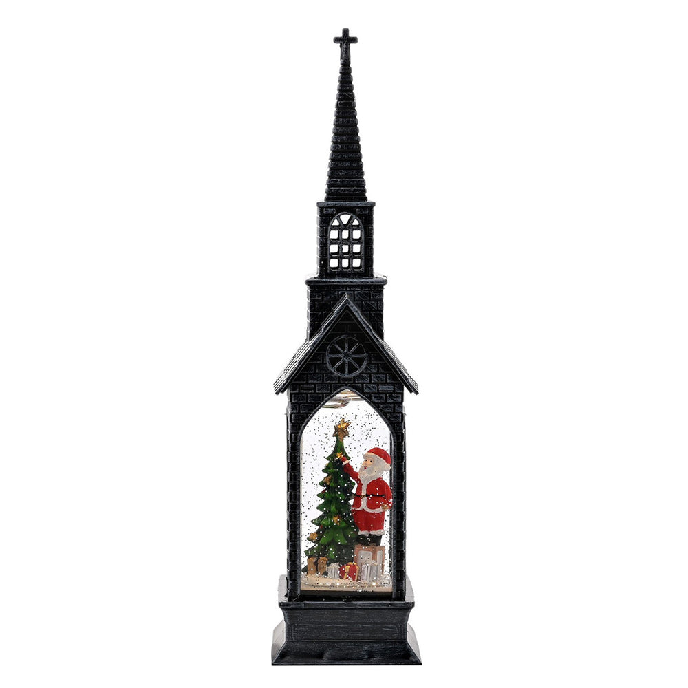 LED Mini Church Window Santa Christmas Lantern - Black_8837838