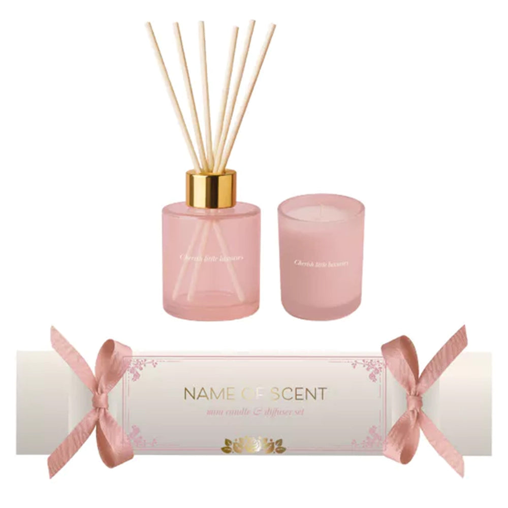 Luxurious Peach & Prosecco Scented Candle (50g) & Reed Diffuser (45ml) Gift Set - Pink_8839902