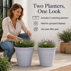 Gardening Direct Pair of Premium Olive Branch Grey Planters 30cm_8883075_5