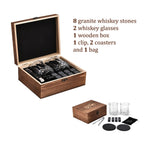 Whiskey Granite Stones and 2 Glasses Gift Set - Brown_8927949_3