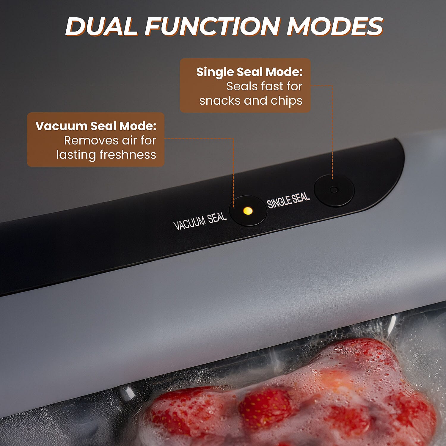 Money Saving Homesmart Automatic Vacuum Sealer Machine For Food Preservation with 30 Pcs Vacuum Bags (220-240v) - Grey