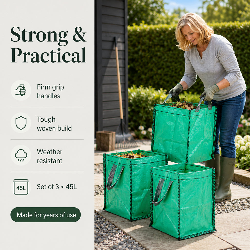 Gardening Direct Pack of 3 x 45L Garden Waste Bags with Handle_8944120_5