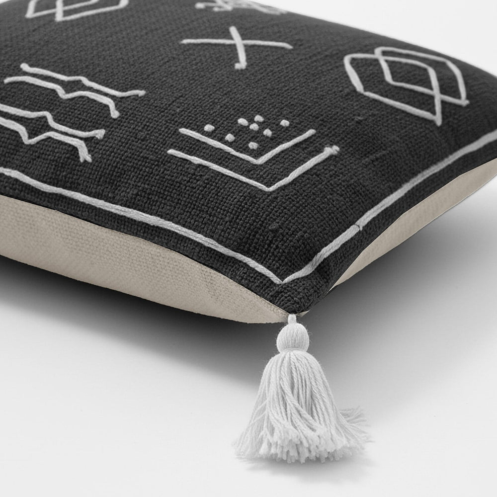 Luxury Close Out - 100% Cotton Handloom Embroidered Throw (Size 170x130 Cm) with Free Cushion Covers (Size 50x30 Cm) - Black