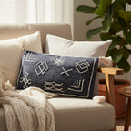 Luxury Close Out - 100% Cotton Handloom Embroidered Throw (Size 170x130 Cm) with Free Cushion Covers (Size 50x30 Cm) - Black