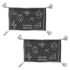 Luxury Close Out - 100% Cotton Handloom Embroidered Throw (Size 170x130 Cm) with Free Cushion Covers (Size 50x30 Cm) - Black