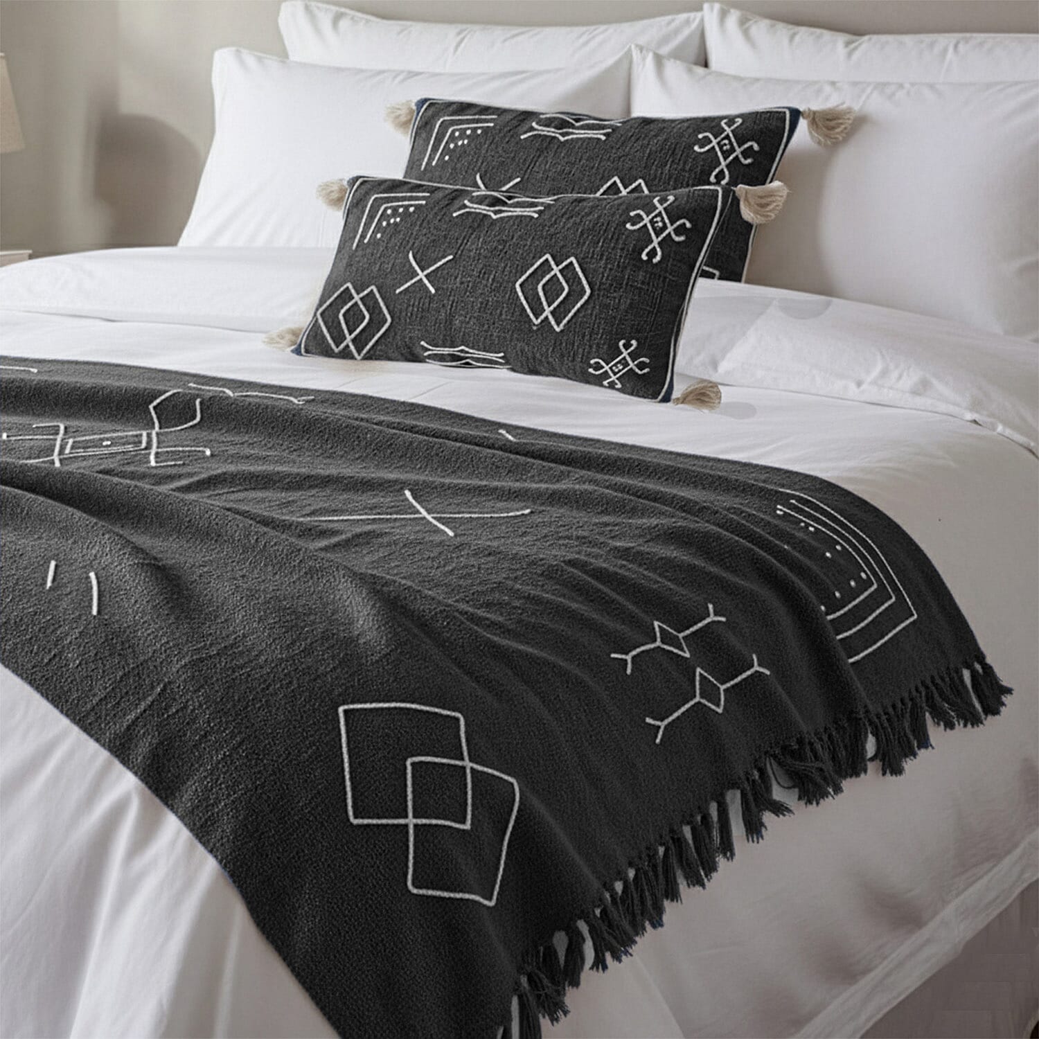 Luxury Close Out - 100% Cotton Handloom Embroidered Throw (Size 170x130 Cm) with Free