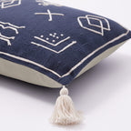 Luxury Close Out - 100% Cotton Handloom Embroidered Throw (Size 170x130 Cm) with Free Cushion Covers (Size 50x30 Cm) - Navy