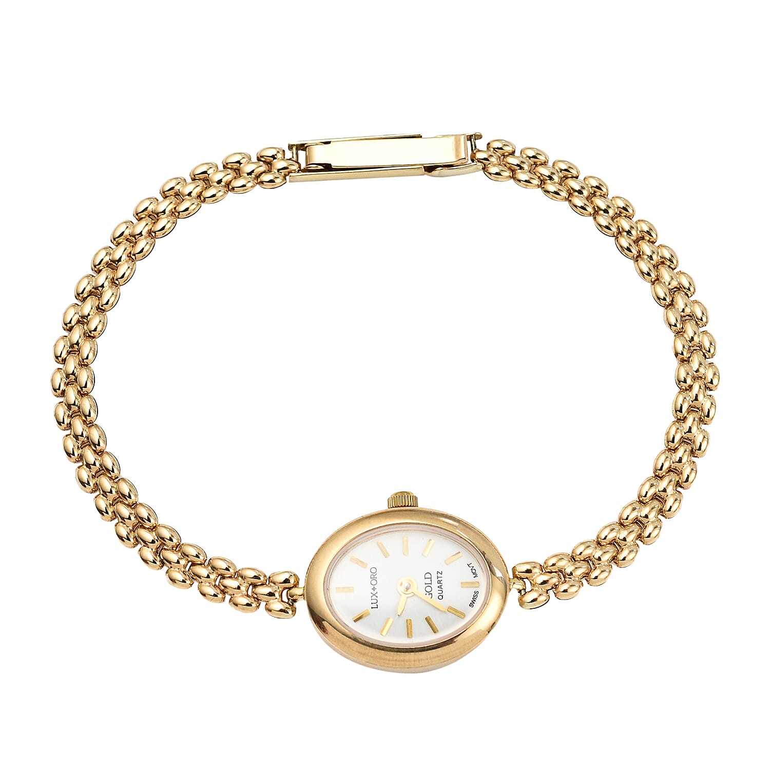 LUXORO 9K Yellow Gold Swiss Movt. Water Resistant Watch in Panther Chain Strap (Size - 7 - 7.5) Gold Wt. 10.31 Gms.