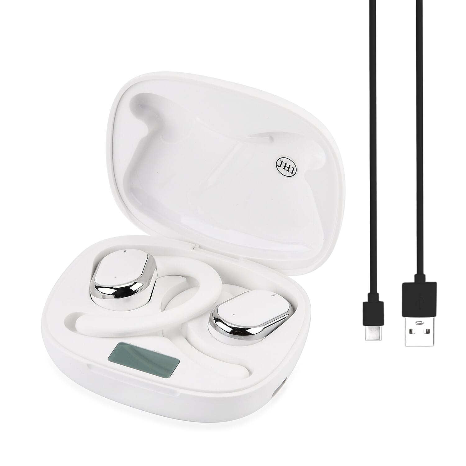 AEMAi-PRO14 Bluetooth Earbuds (BT5.4) with LED Display, 5-6 Hour Talk Time - Type-C Charging - White