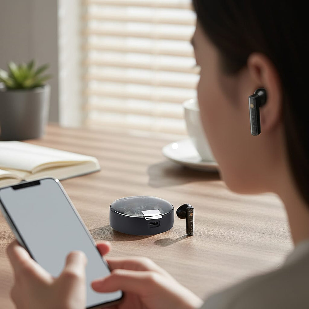 AEMAi-PRO45 Bluetooth V5.3 Earphones - 4-5 Hour Talk Time, 13mm Titanium Speaker - Type-C Charging - Black