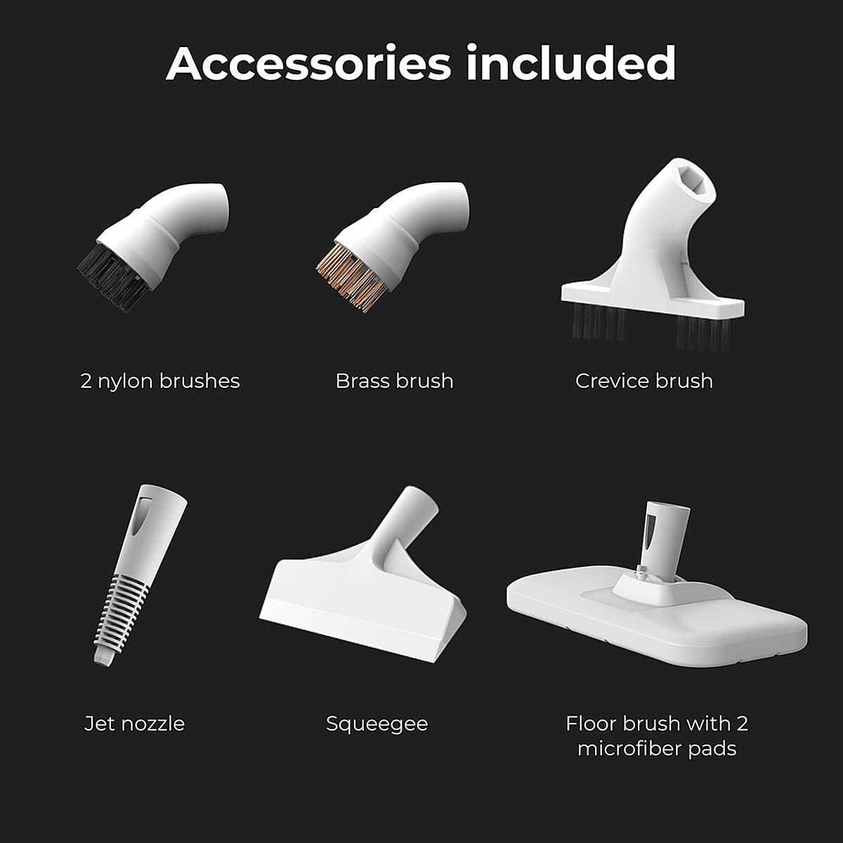 One Time closeout - AENO Steam Cleaner - 7  nozzles,2 nylon brushes, a brass brush, a crevice brush, a jet nozzle, a squeege 130 Degree C kills 99.9% bacteria