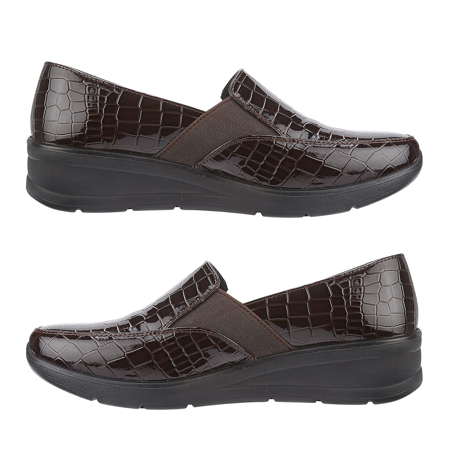 Ladies Shoe (Size 8) - Dark Brown Croc