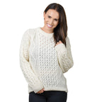 ARAN 100% Pure New Wool Irish Sweater (Size XXL) - Cream