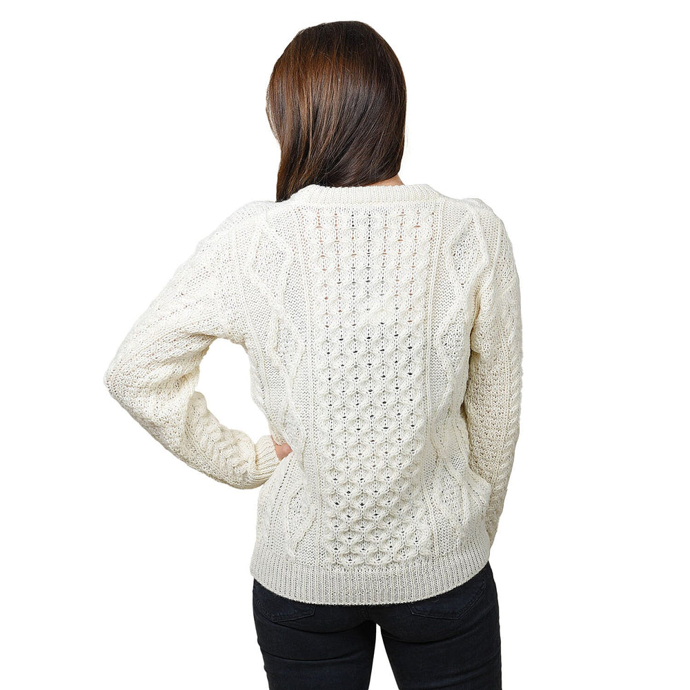 ARAN 100% Pure New Wool Irish Sweater (Size XXL) - Cream