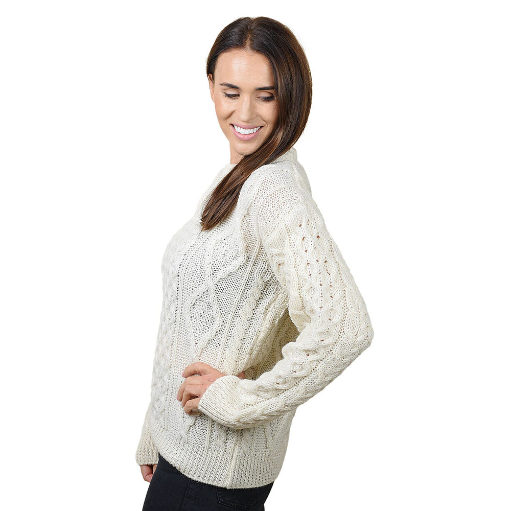 ARAN 100% Pure New Wool Irish Sweater (Size XXL) - Cream
