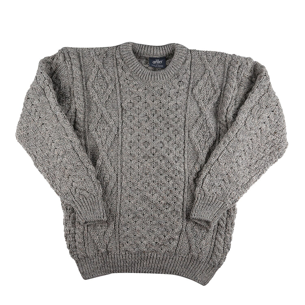 ARAN 100% Pure New Wool Sweater (Size XXL) - Grey