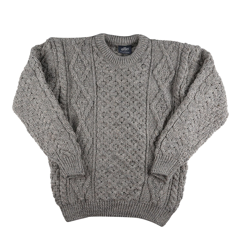 ARAN 100% Pure New Wool Sweater (Size XXL) - Grey