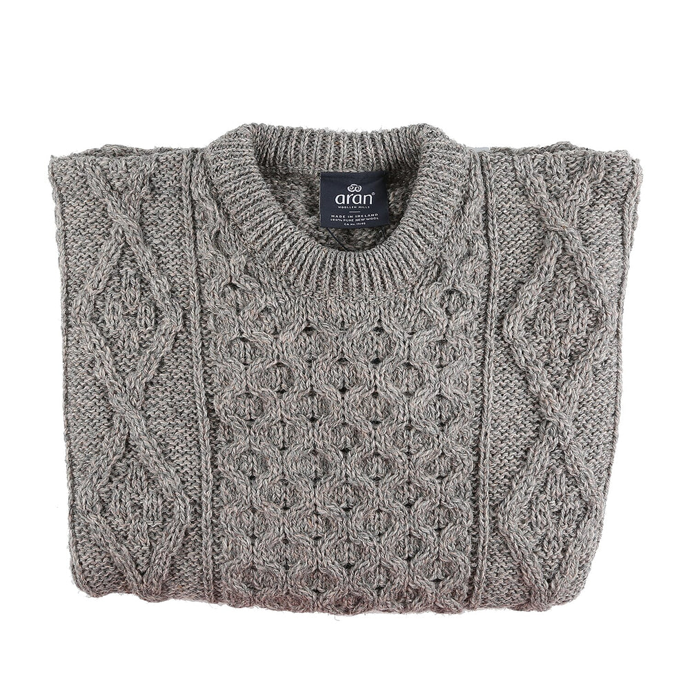 ARAN 100% Pure New Wool Sweater (Size XXL) - Grey
