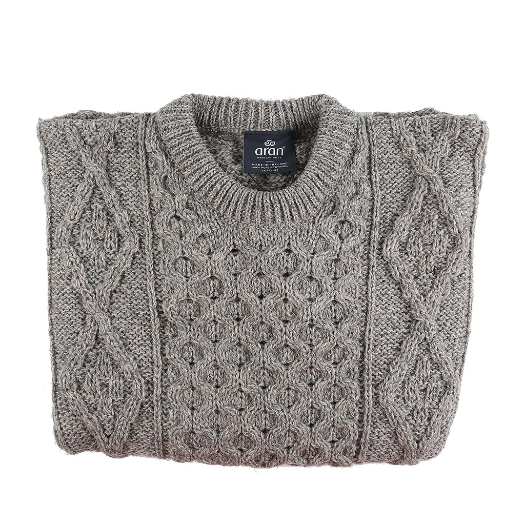 ARAN 100% Pure New Wool Sweater (Size XXL) - Grey
