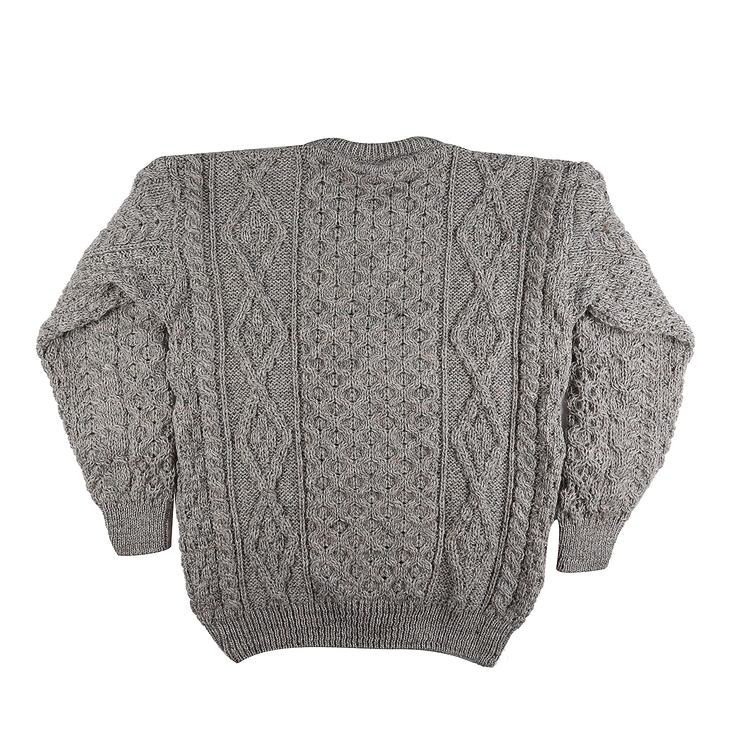 ARAN 100% Pure New Wool Sweater (Size XXL) - Grey