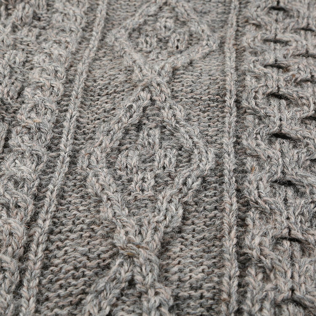 ARAN 100% Pure New Wool Sweater (Size XXL) - Grey
