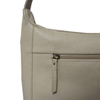 ASSOTS LONDON Pamela Genuine Pebble Grain Leather Hobo Shoulder Bag - Off White